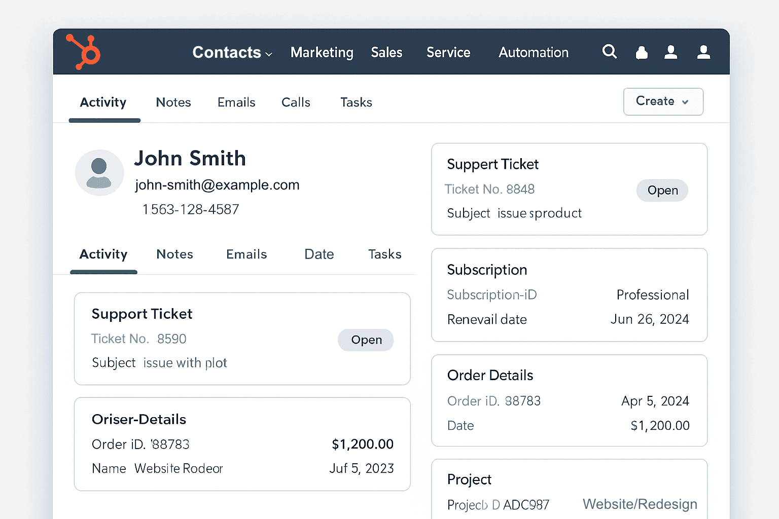 HubSpot dummy daten